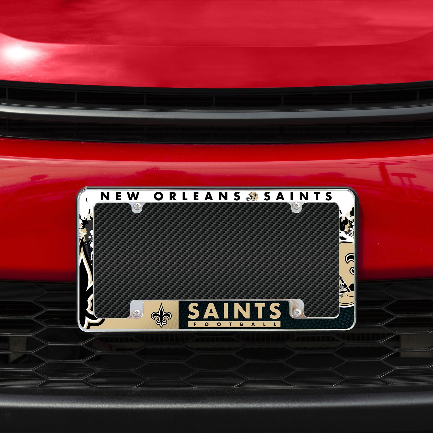 NFL New Orleans Saints All Over Chrome License Plate Frame Fan Gear NFL New Orleans Saints