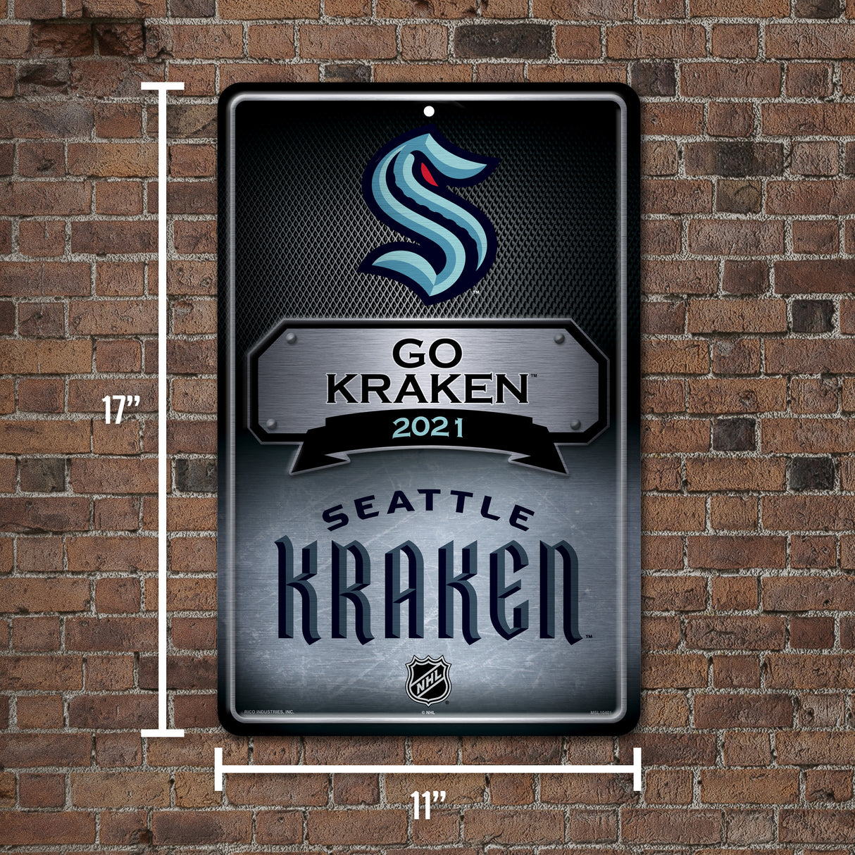 NHL Seattle Kraken Large Metal Sign Fan Gear NHL Seattle Kraken