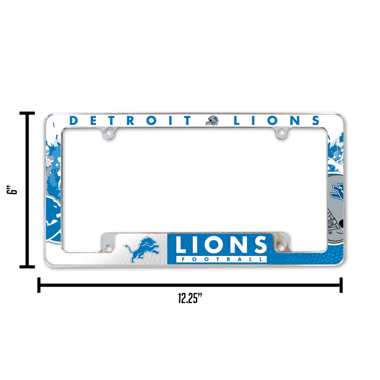 NFL Detroit Lions All Over Chrome License Plate Frame Fan Gear NFL Detroit Lions
