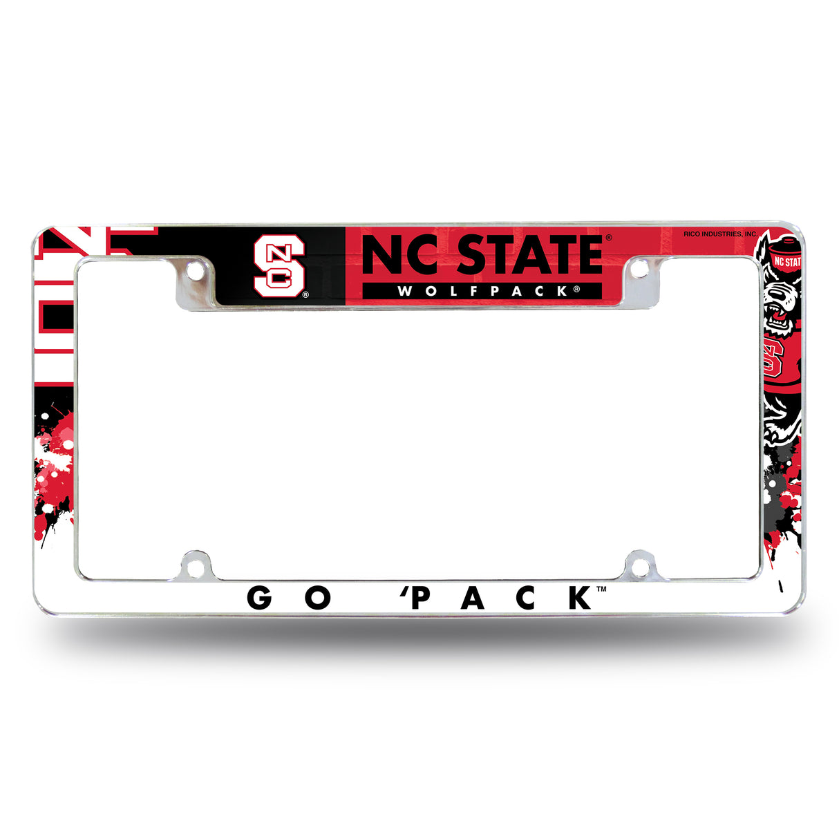 NCAA North Carolina State Wolfpack All Over Chrome License Plate Frame Fan Gear NCAA North Carolina State Wolfpack