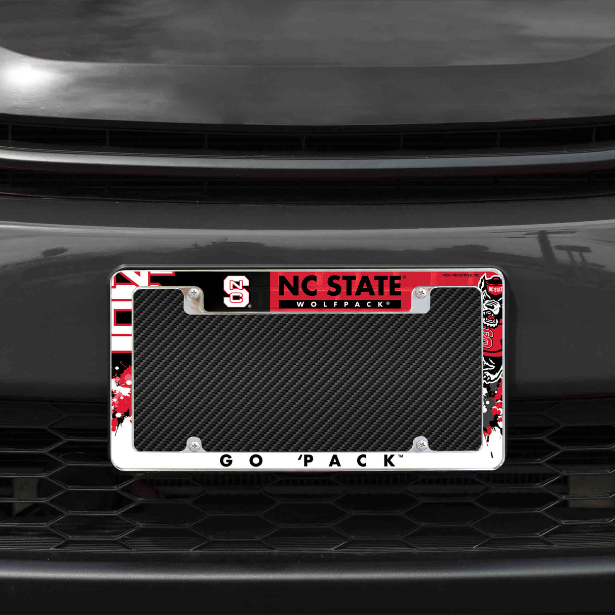 NCAA North Carolina State Wolfpack All Over Chrome License Plate Frame Fan Gear NCAA North Carolina State Wolfpack