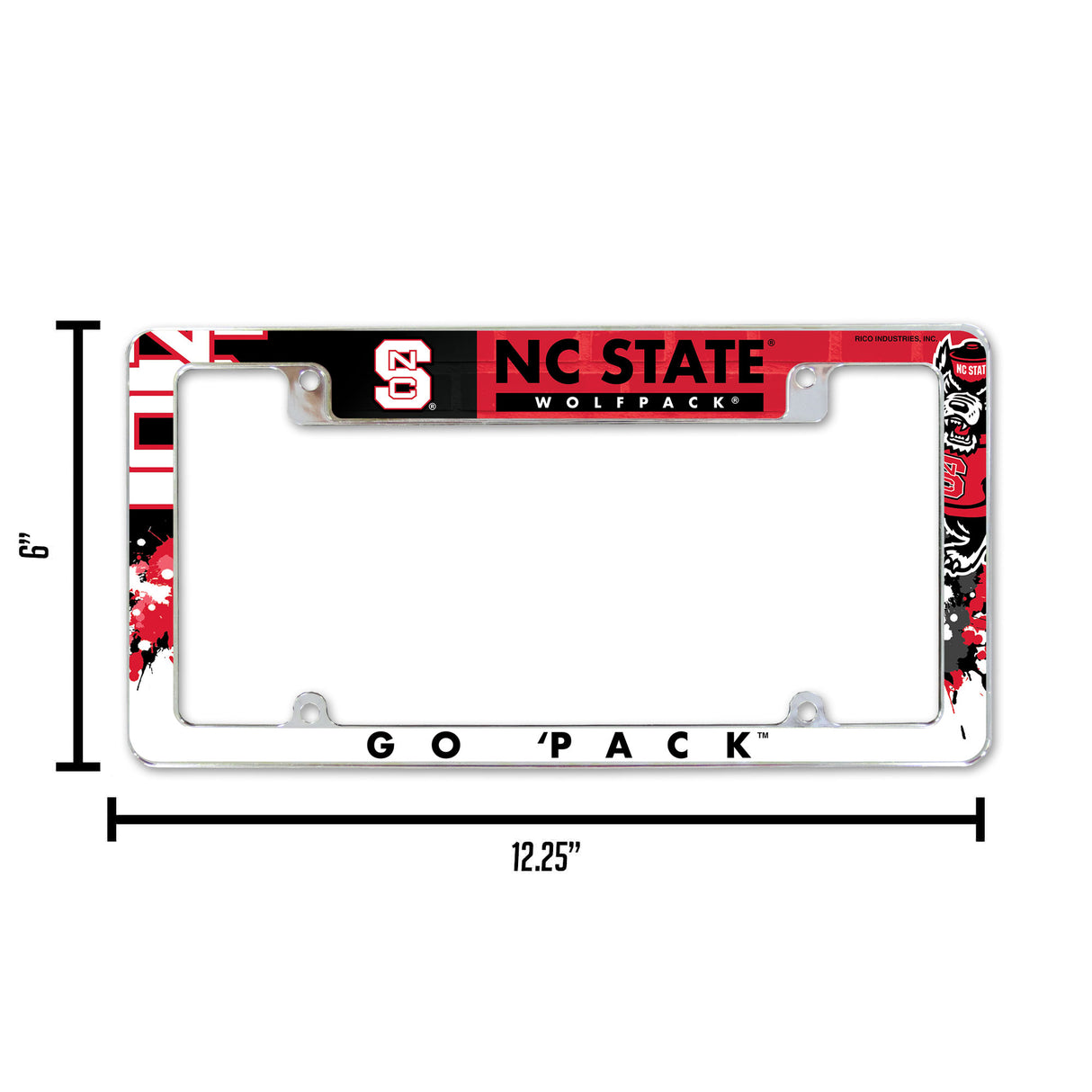 NCAA North Carolina State Wolfpack All Over Chrome License Plate Frame Fan Gear NCAA North Carolina State Wolfpack