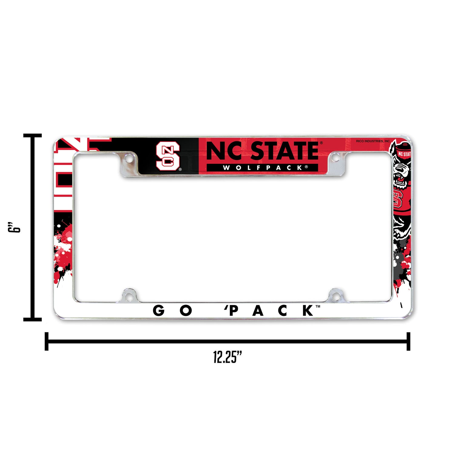 NCAA North Carolina State Wolfpack All Over Chrome License Plate Frame Fan Gear NCAA North Carolina State Wolfpack