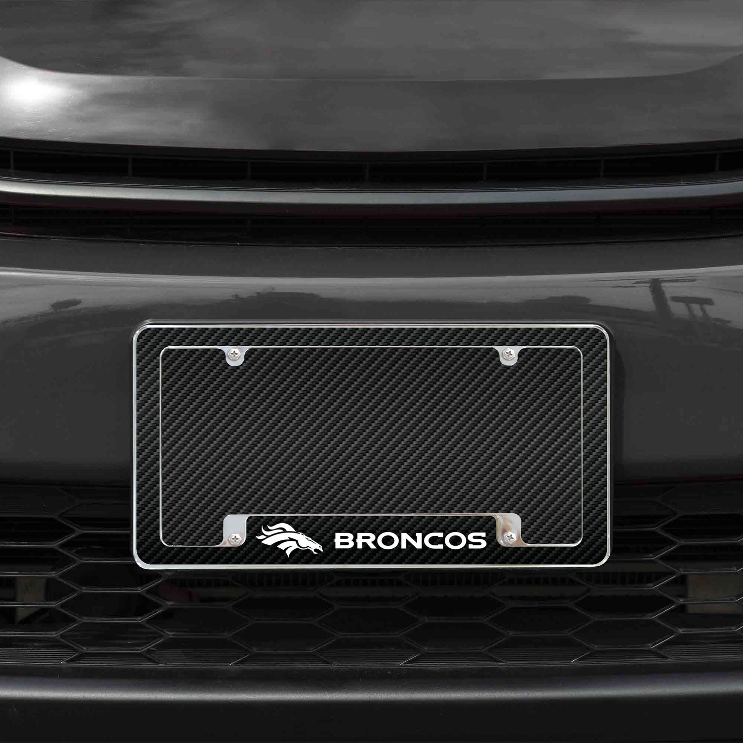 NFL Denver Broncos All Over Chrome License Plate Frame Fan Gear NFL Denver Broncos