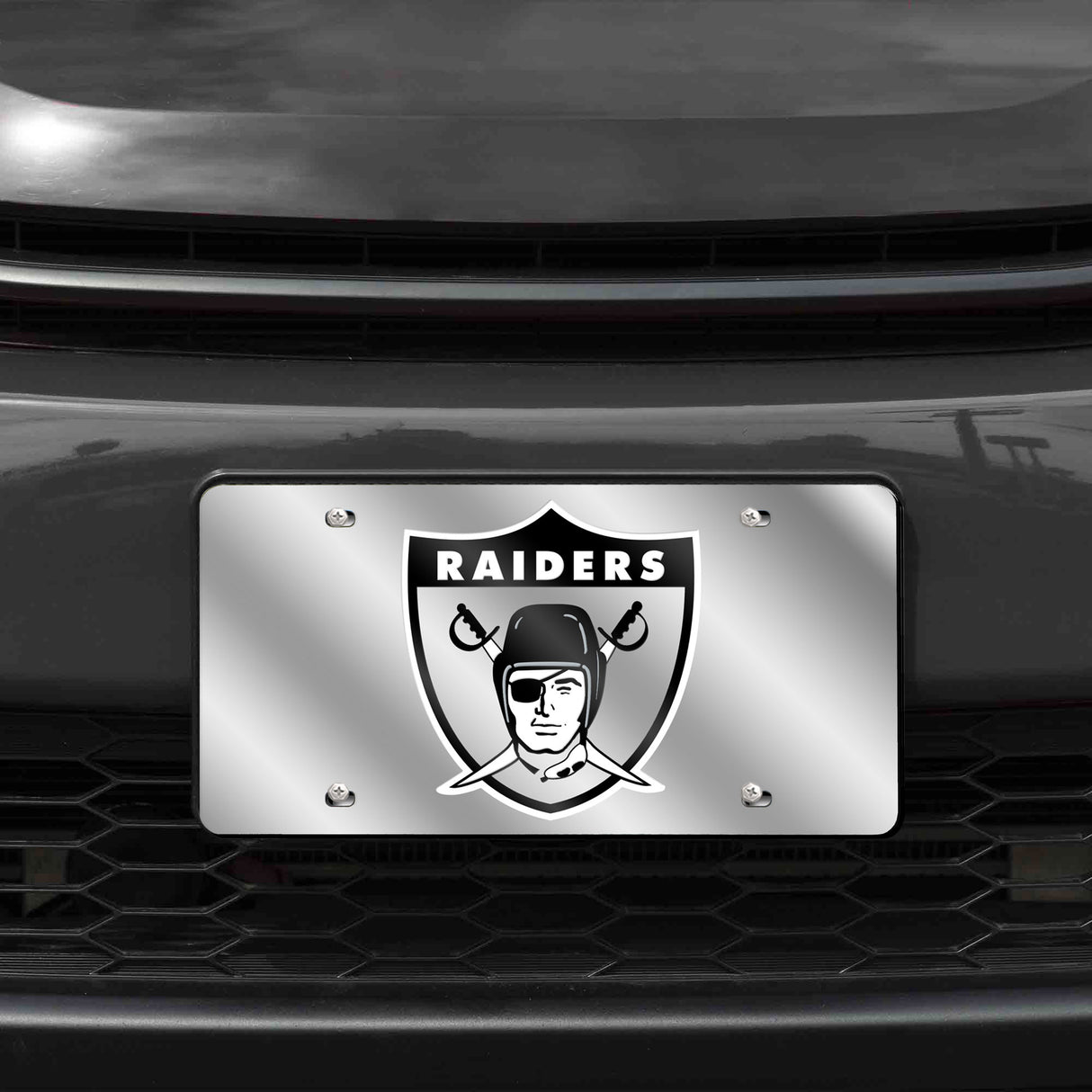 NFL Las Vegas Raiders Laser Cut Silver License Plate Tag Fan Gear NFL Las Vegas Raiders