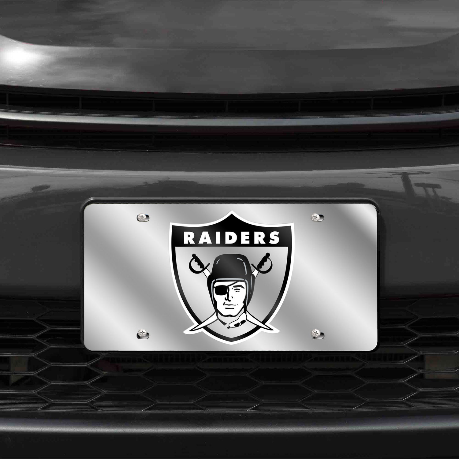 NFL Las Vegas Raiders Laser Cut Silver License Plate Tag Fan Gear NFL Las Vegas Raiders