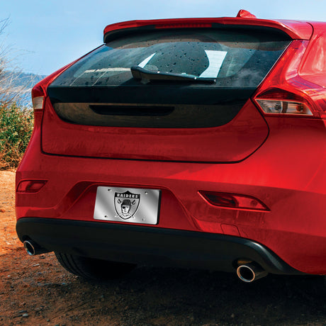 NFL Las Vegas Raiders Laser Cut Silver License Plate Tag Fan Gear NFL Las Vegas Raiders