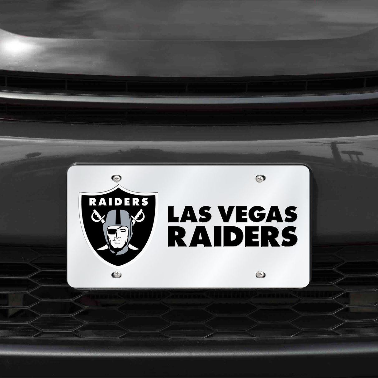 NFL Las Vegas Raiders Laser Cut Silver License Plate Tag Fan Gear NFL Las Vegas Raiders