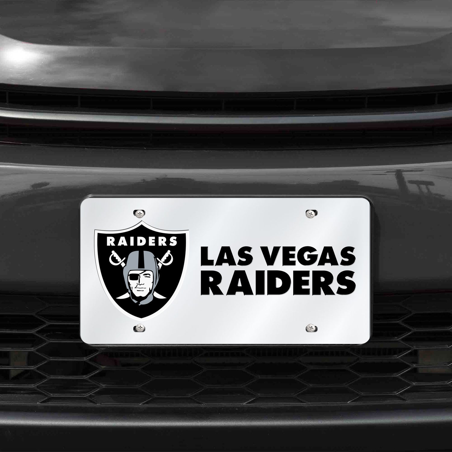 NFL Las Vegas Raiders Laser Cut Silver License Plate Tag Fan Gear NFL Las Vegas Raiders
