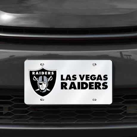 NFL Las Vegas Raiders Laser Cut Silver License Plate Tag Fan Gear NFL Las Vegas Raiders