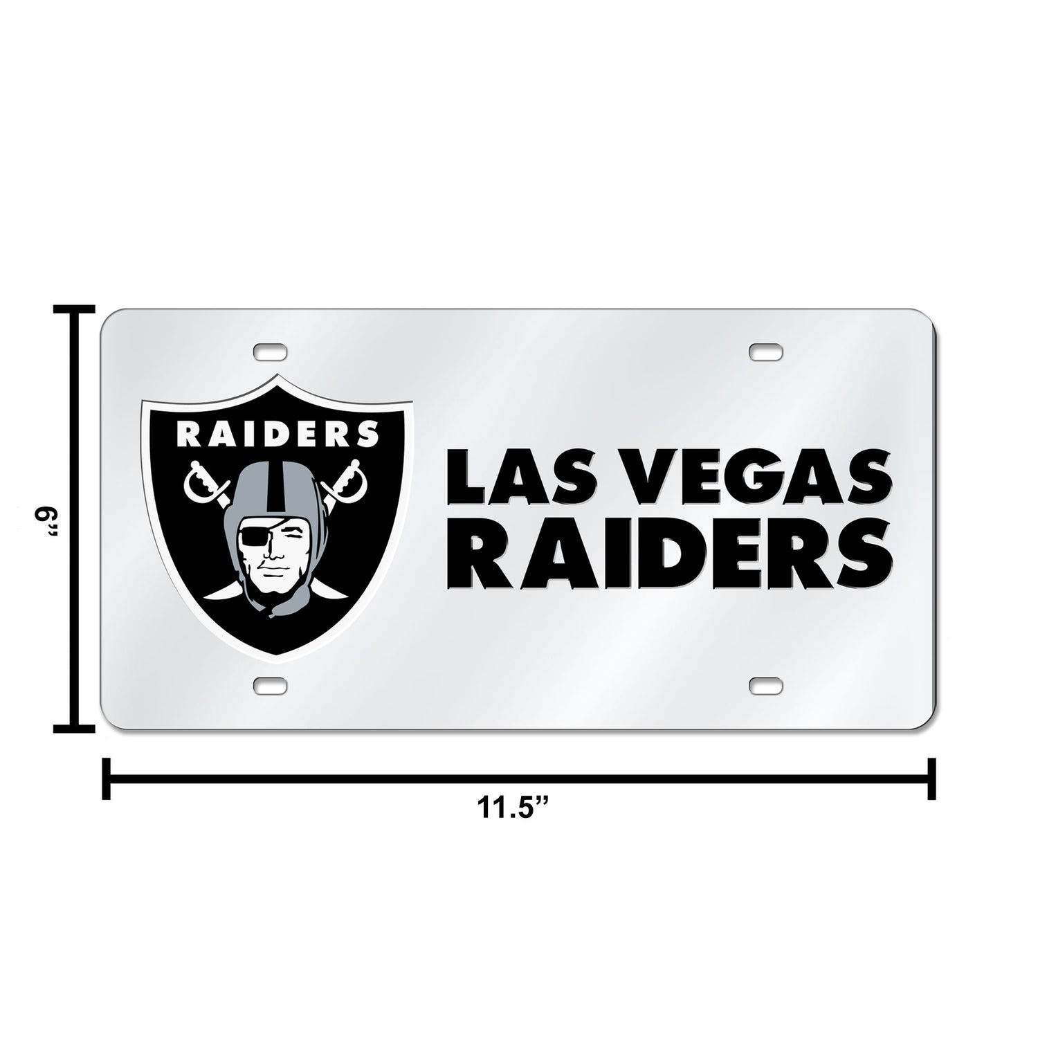 NFL Las Vegas Raiders Laser Cut Silver License Plate Tag Fan Gear NFL Las Vegas Raiders
