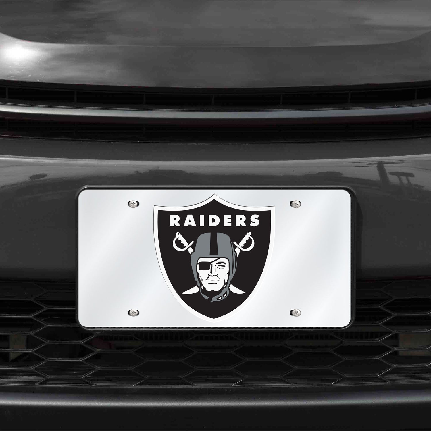 NFL Las Vegas Raiders Laser Cut Silver License Plate Tag Fan Gear NFL Las Vegas Raiders