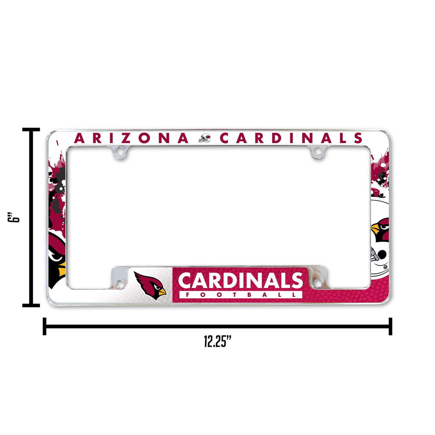 NFL Arizona Cardinals All Over Chrome License Plate Frame Fan Gear NFL Arizona Cardinals