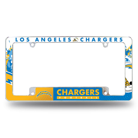 NFL Los Angeles Chargers All Over Chrome License Plate Frame Fan Gear NFL Los Angeles Chargers