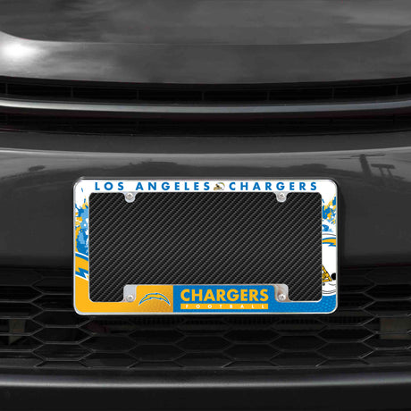 NFL Los Angeles Chargers All Over Chrome License Plate Frame Fan Gear NFL Los Angeles Chargers