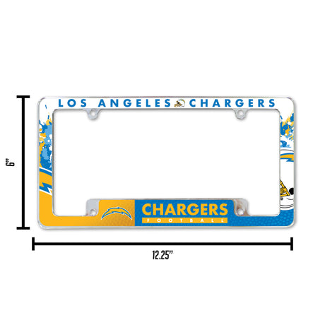 NFL Los Angeles Chargers All Over Chrome License Plate Frame Fan Gear NFL Los Angeles Chargers