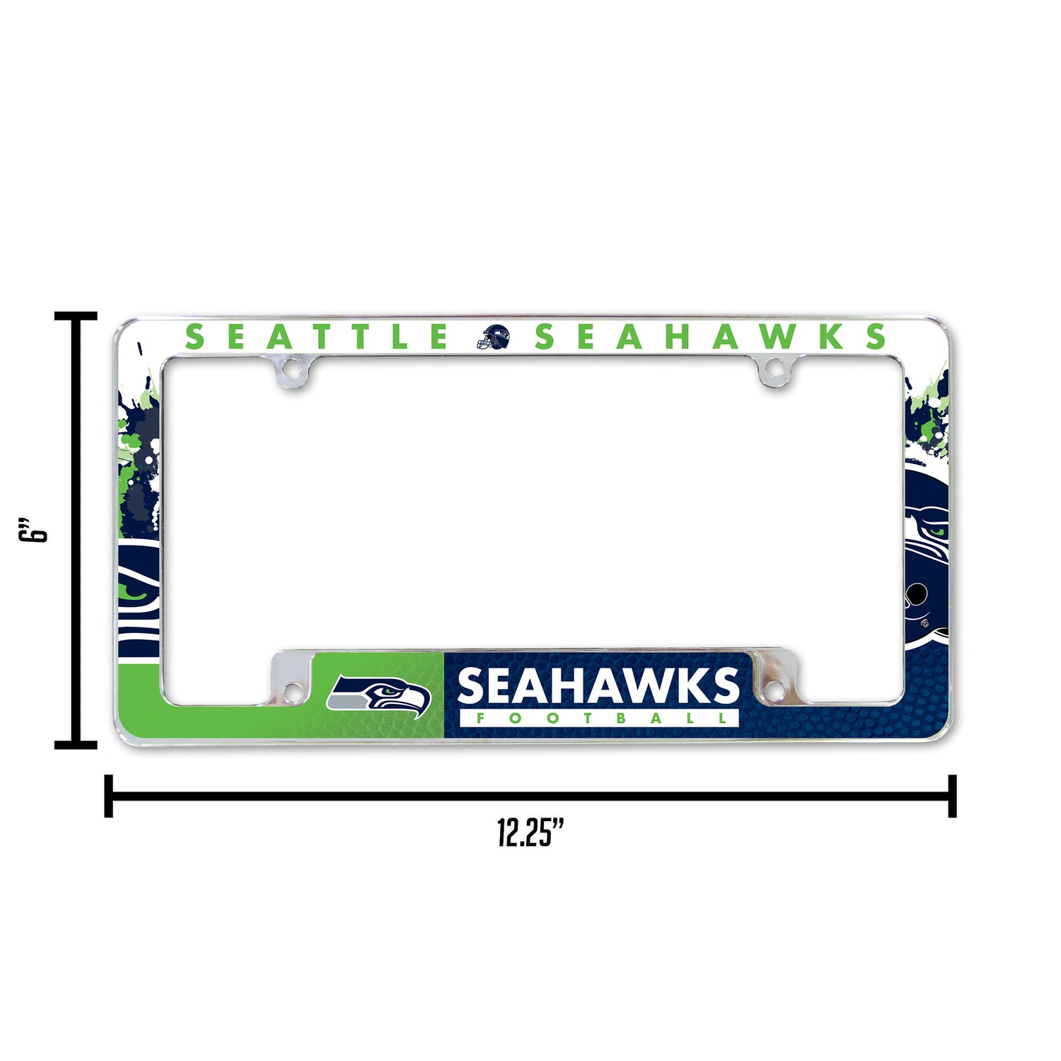 NFL Seattle Seahawks All Over Chrome License Plate Frame Fan Gear NFL Seattle Seahawks