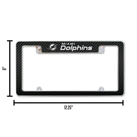 NFL Miami Dolphins All Over Chrome License Plate Frame Fan Gear NFL Miami Dolphins