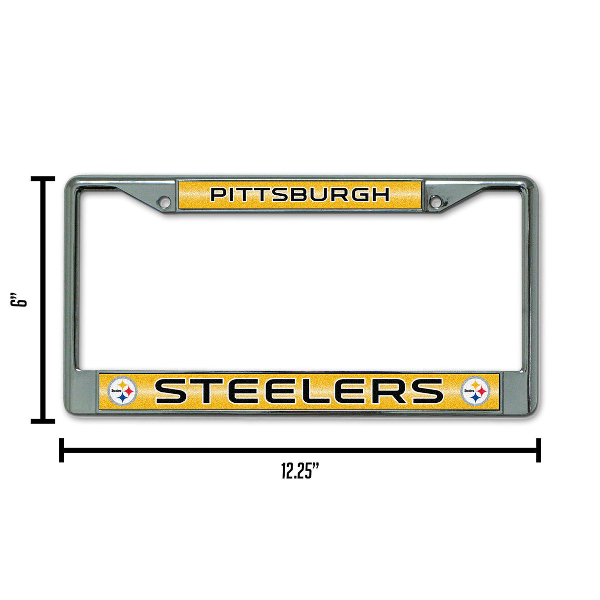 NFL Pittsburgh Steelers Chrome Glitter License Plate Frame Fan Gear NFL Pittsburgh Steelers