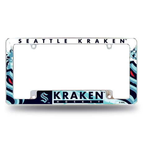 NHL Seattle Kraken All Over Chrome License Plate Frame Fan Gear NHL Seattle Kraken