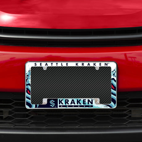 NHL Seattle Kraken All Over Chrome License Plate Frame Fan Gear NHL Seattle Kraken