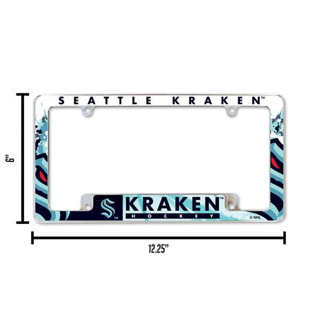 NHL Seattle Kraken All Over Chrome License Plate Frame Fan Gear NHL Seattle Kraken