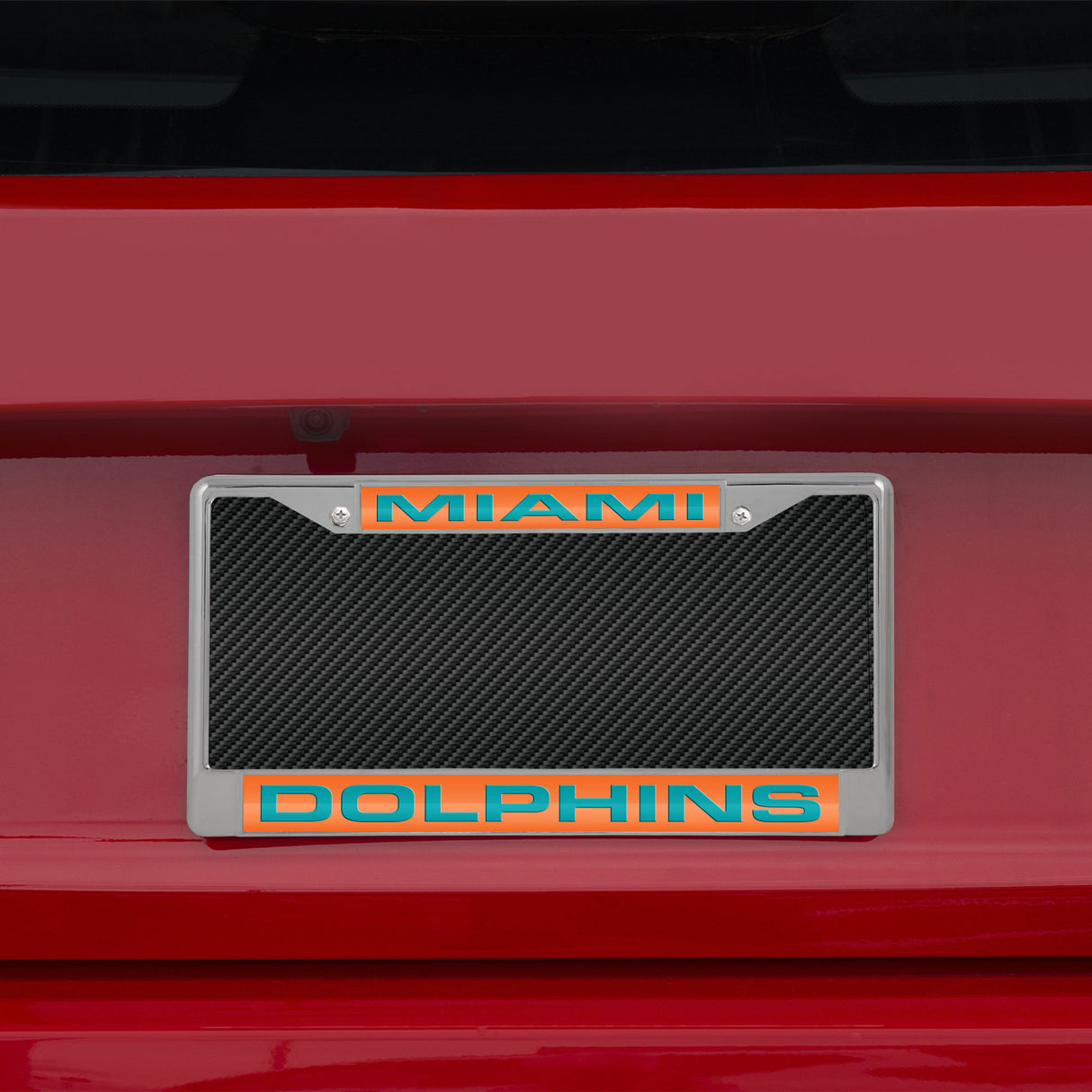 NFL Miami Dolphins Laser Cut Chrome License Plate Frame Fan Gear NFL Miami Dolphins