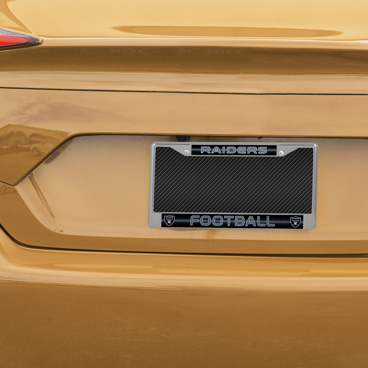 NFL Las Vegas Raiders Chrome Glitter License Plate Frame Fan Gear NFL Las Vegas Raiders