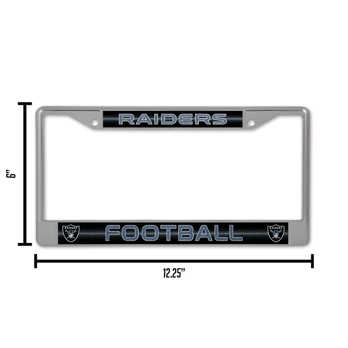 NFL Las Vegas Raiders Chrome Glitter License Plate Frame Fan Gear NFL Las Vegas Raiders