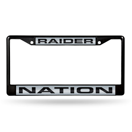NFL Las Vegas Raiders Laser Cut Black Chrome License Plate Frame Fan Gear NFL Las Vegas Raiders