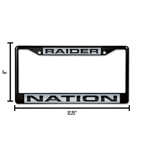 NFL Las Vegas Raiders Laser Cut Black Chrome License Plate Frame Fan Gear NFL Las Vegas Raiders