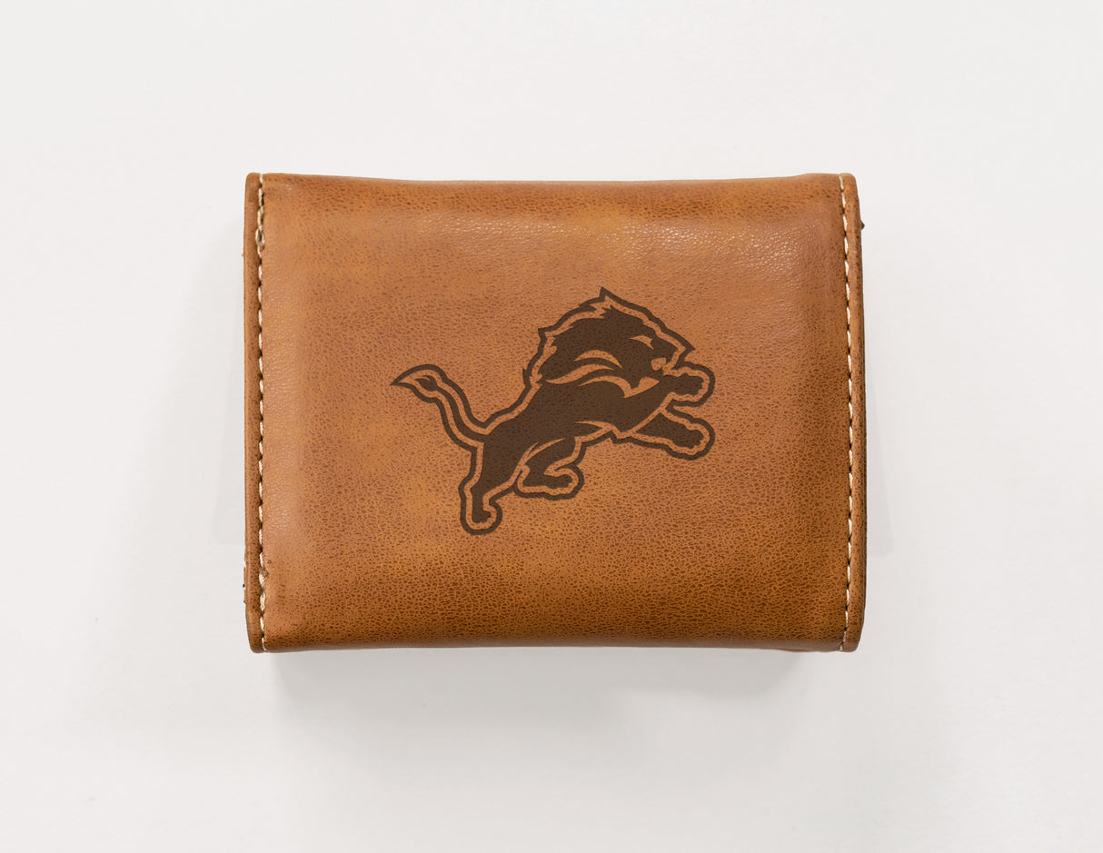 NFL Detroit Lions Laser Engraved Trifold Wallet Fan Gear NFL Detroit Lions
