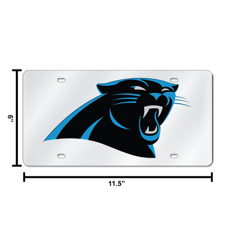 NFL Carolina Panthers Laser Cut Silver License Plate Tag Fan Gear NFL Carolina Panthers