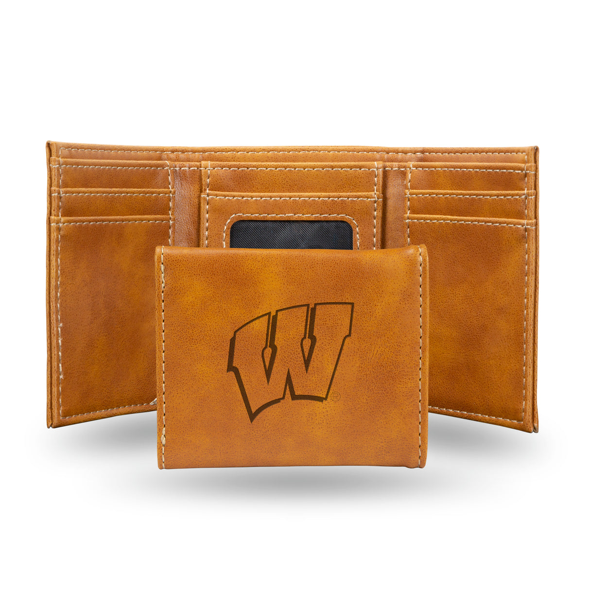 NCAA Wisconsin Badgers Laser Engraved Tri-Fold Wallet Fan Gear NCAA Wisconsin Badgers