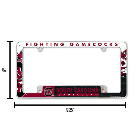 NCAA South Carolina Gamecocks All Over Chrome License Plate Frame Fan Gear NCAA South Carolina Gamecocks