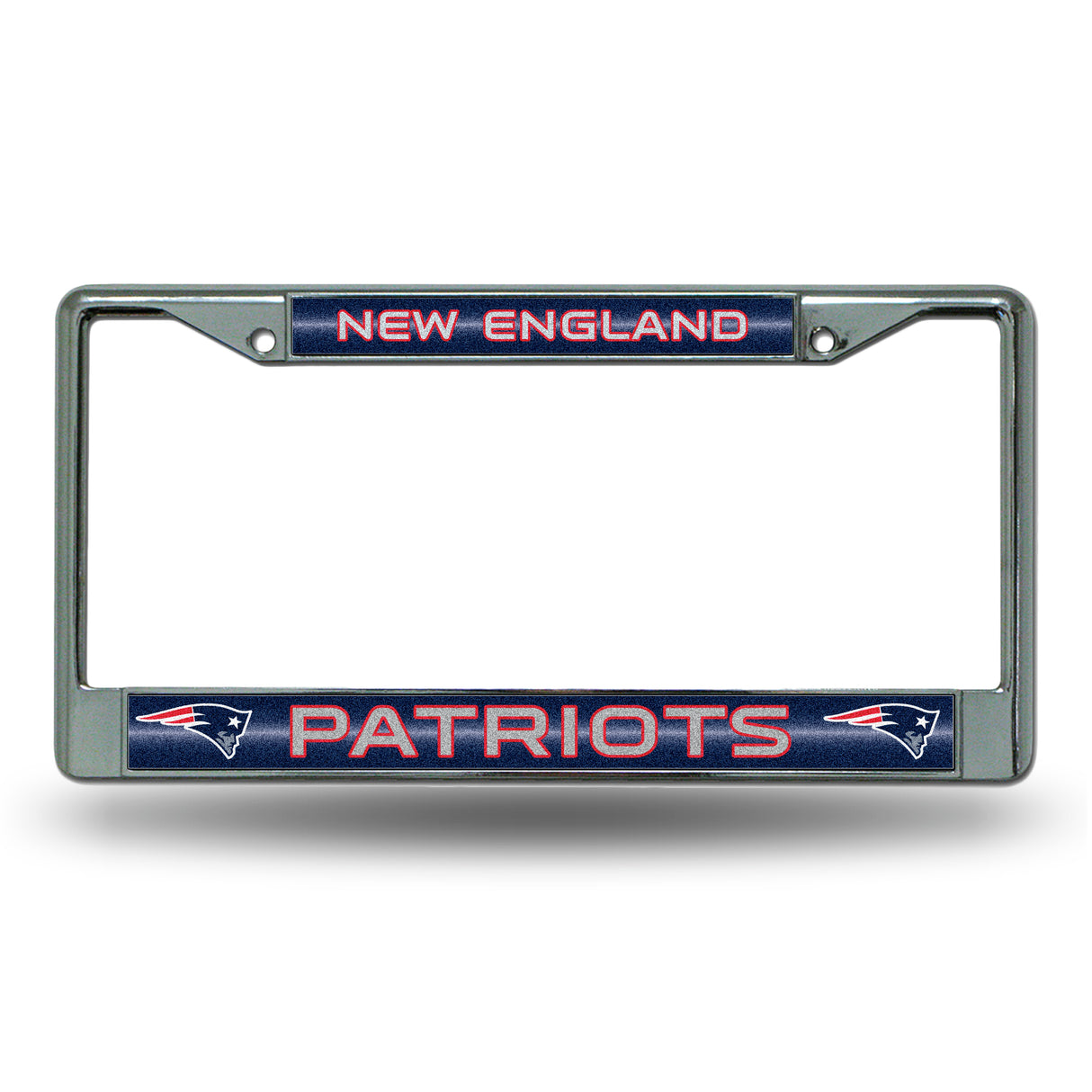 NFL New England Patriots Chrome Glitter License Plate Frame Fan Gear NFL New England Patriots