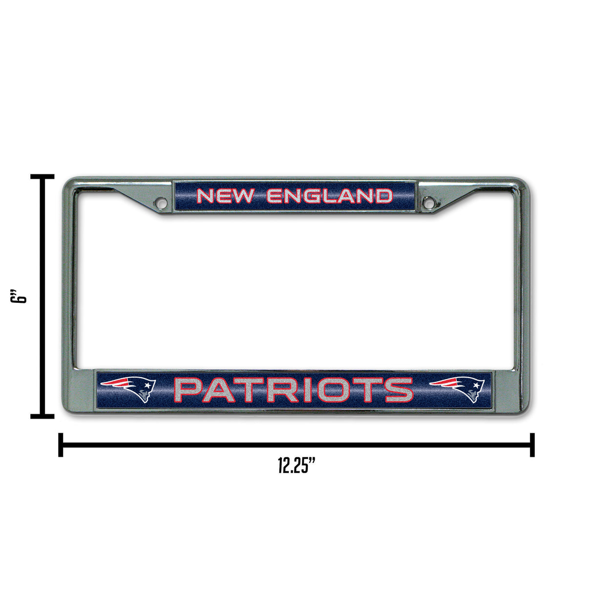 NFL New England Patriots Chrome Glitter License Plate Frame Fan Gear NFL New England Patriots