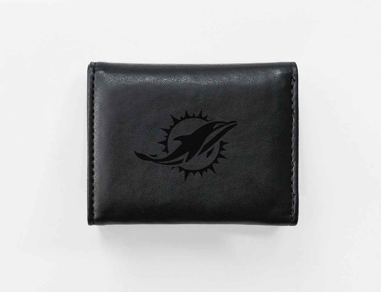NFL Miami Dolphins Laser Engraved Trifold Wallet Fan Gear NFL Miami Dolphins