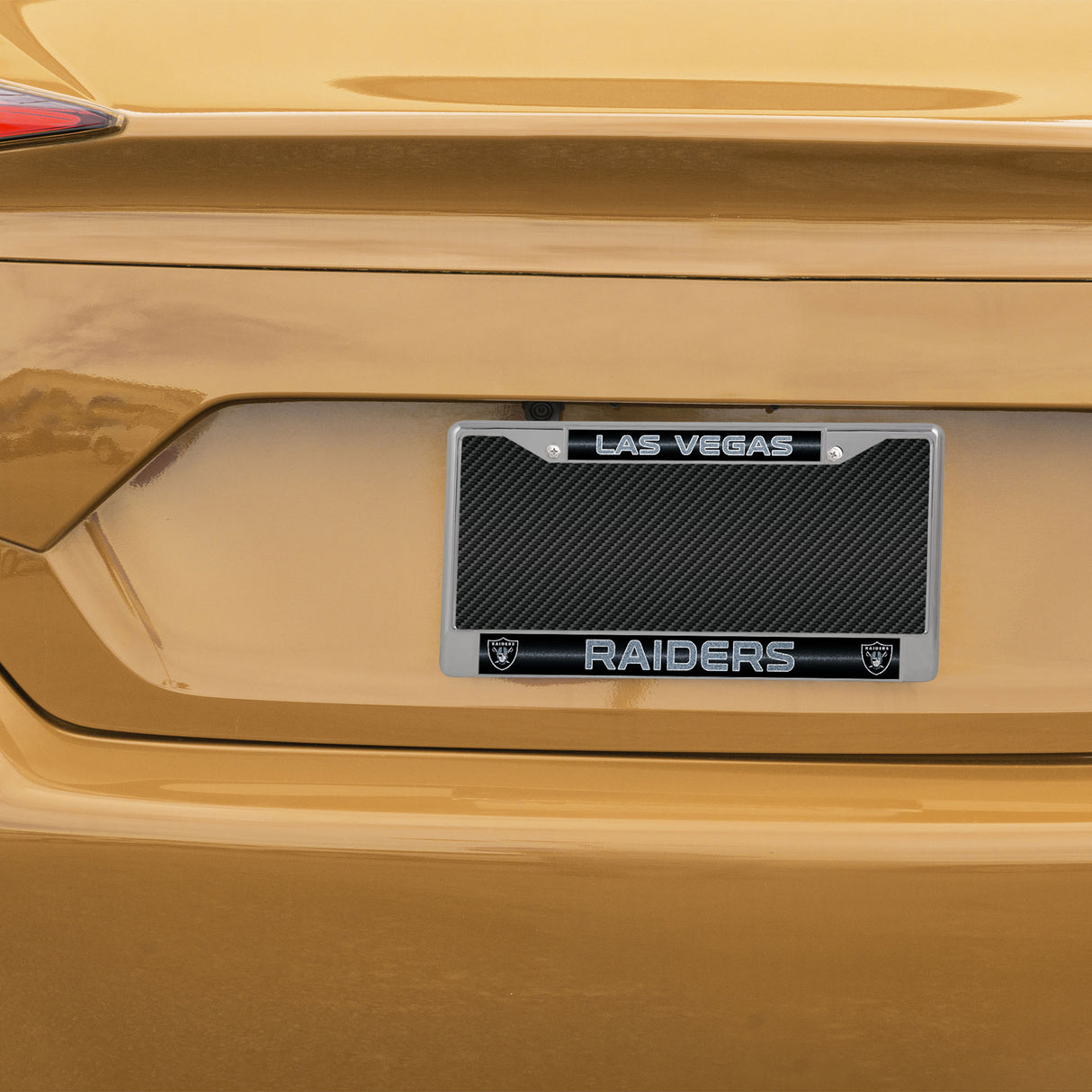NFL Las Vegas Raiders Chrome Glitter License Plate Frame Fan Gear NFL Las Vegas Raiders