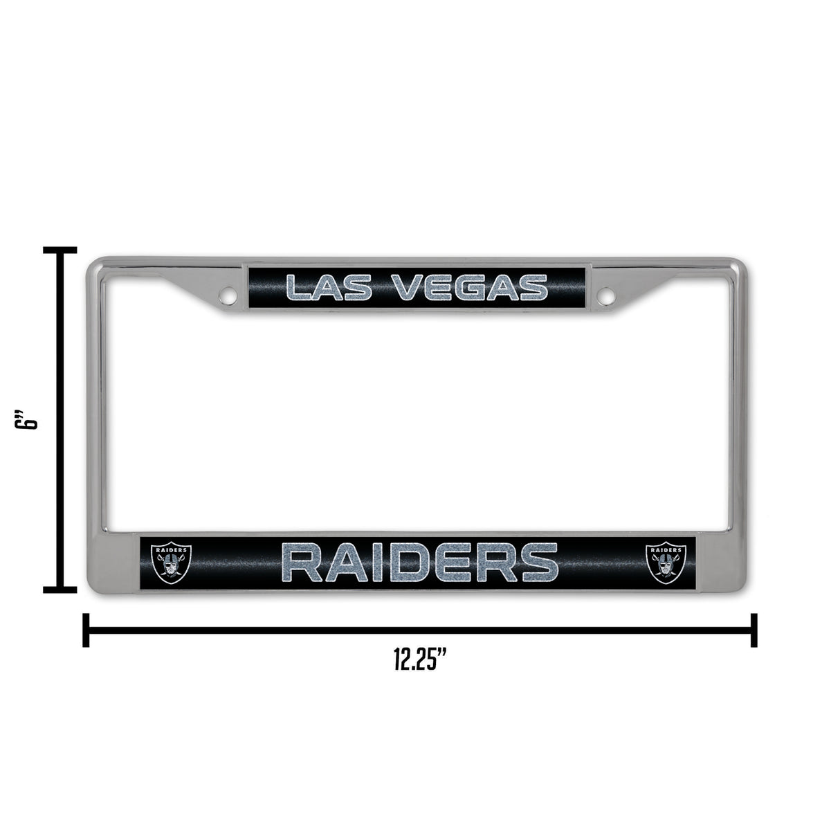 NFL Las Vegas Raiders Chrome Glitter License Plate Frame Fan Gear NFL Las Vegas Raiders