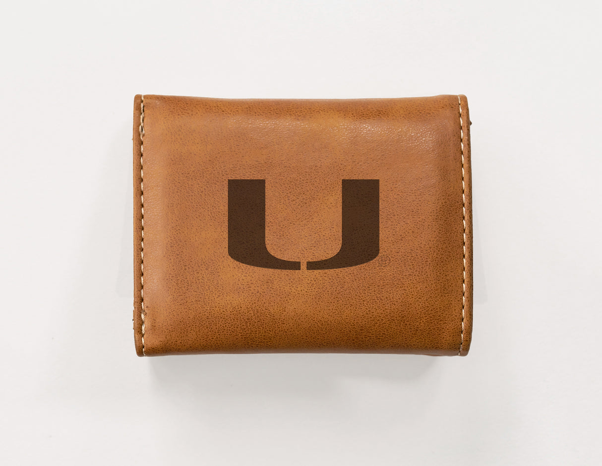 NCAA Miami Hurricanes - The U Laser Engraved Tri-Fold Wallet Fan Gear NCAA Miami Hurricanes