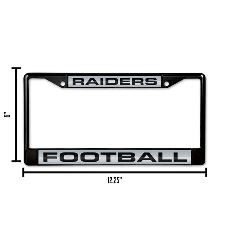 NFL Las Vegas Raiders Laser Cut Black Chrome License Plate Frame Fan Gear NFL Las Vegas Raiders