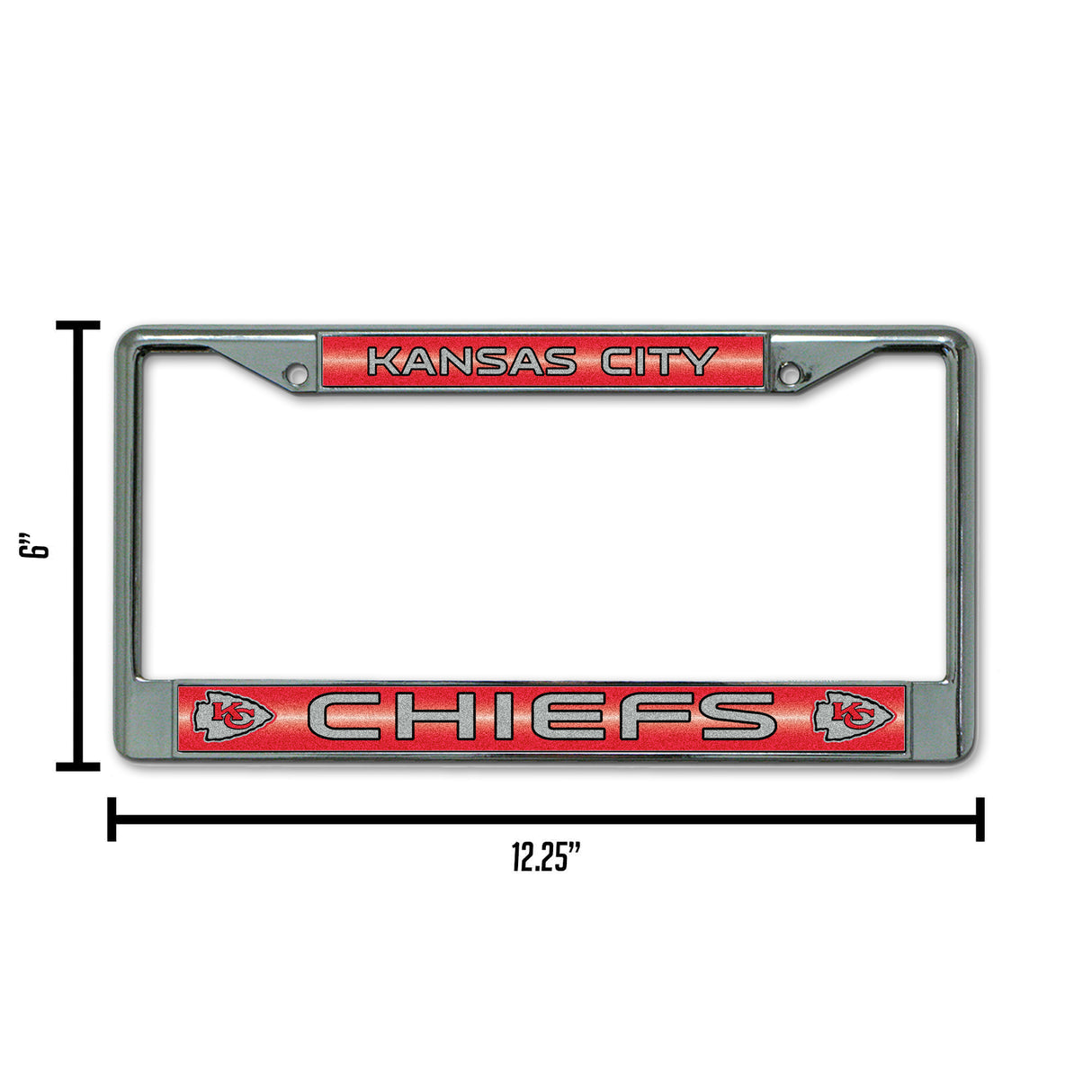 NFL Kansas City Chiefs Chrome Glitter License Plate Frame Fan Gear NFL Kansas City Chiefs