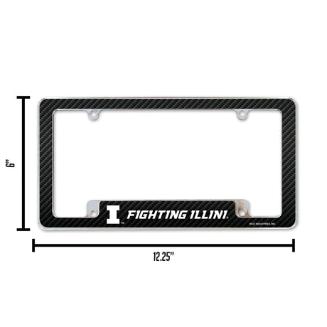 NCAA Illinois Fighting Illini All Over Chrome License Plate Frame Fan Gear NCAA Illinois Fighting Illini