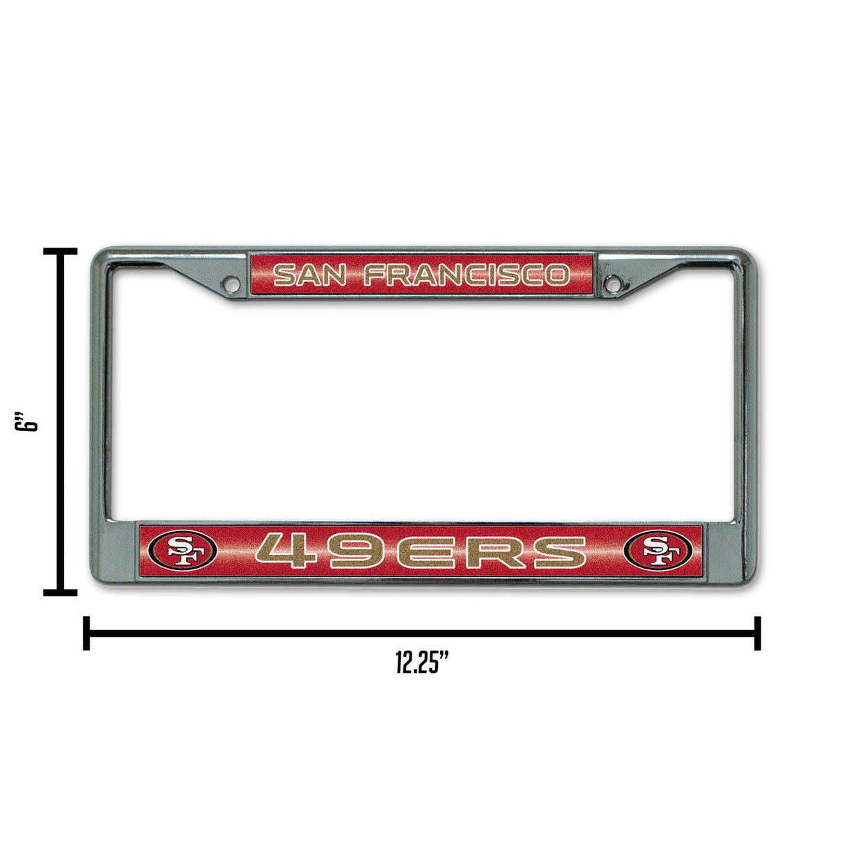 NFL San Francisco 49ers Chrome Glitter License Plate Frame Fan Gear NFL San Francisco 49ers