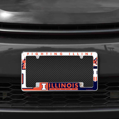 NCAA Illinois Fighting Illini All Over Chrome License Plate Frame Fan Gear NCAA Illinois Fighting Illini
