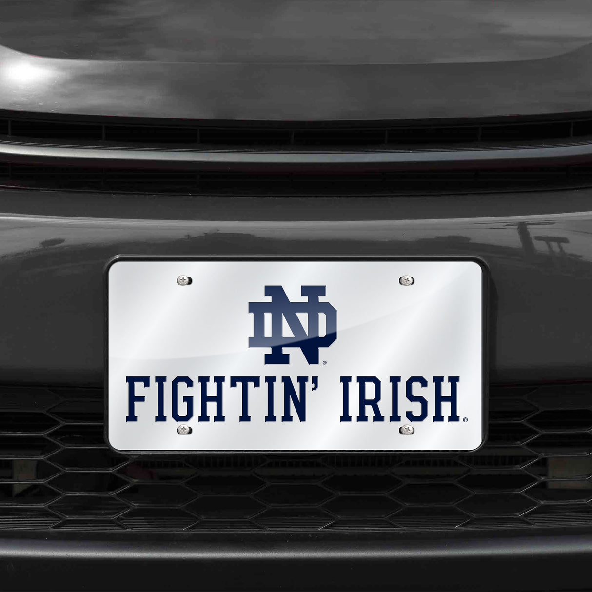 NCAA Notre Dame Fighting Irish - ND Silver Laser Cut Automobile Tag Fan Gear NCAA Notre Dame Fighting Irish
