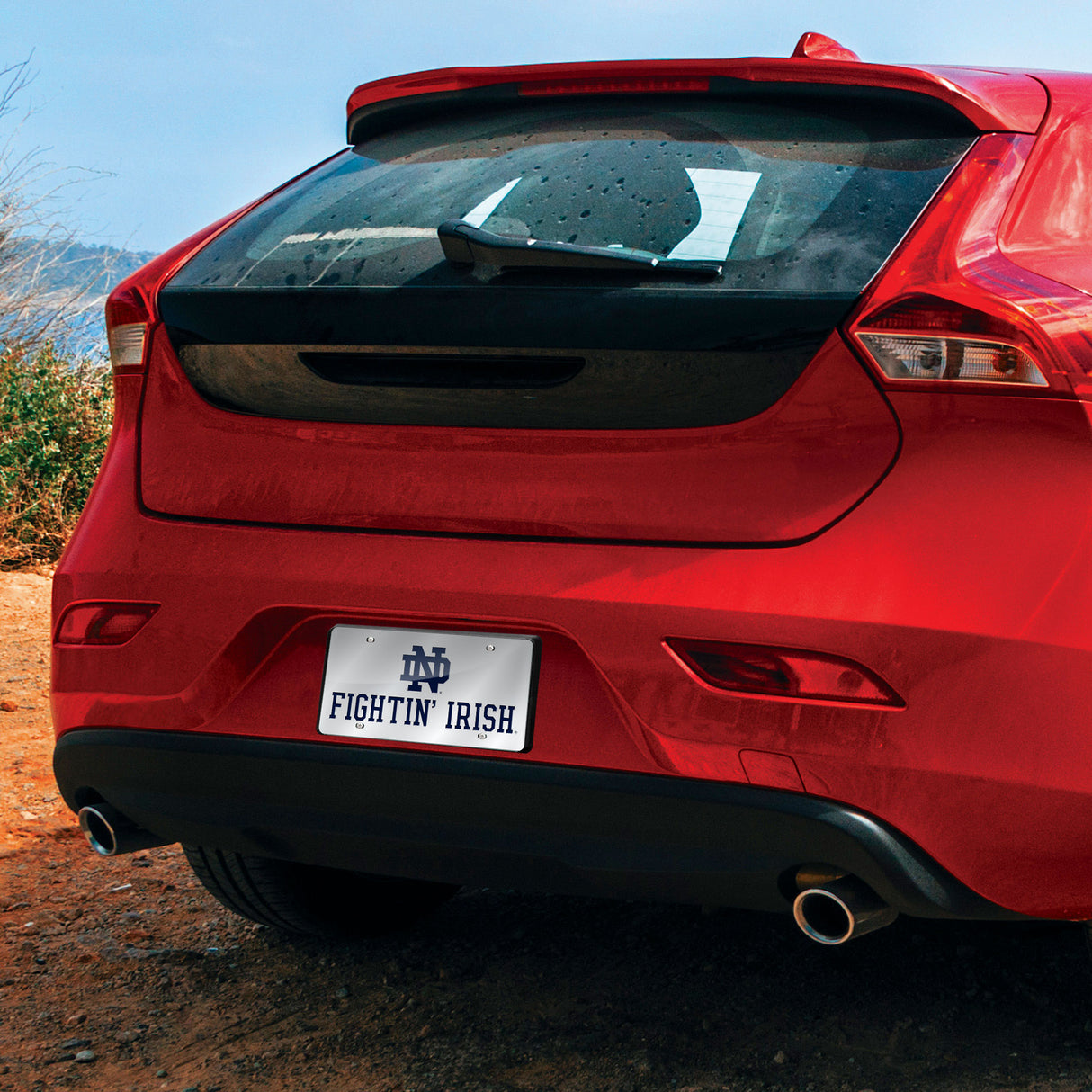 NCAA Notre Dame Fighting Irish - ND Silver Laser Cut Automobile Tag Fan Gear NCAA Notre Dame Fighting Irish