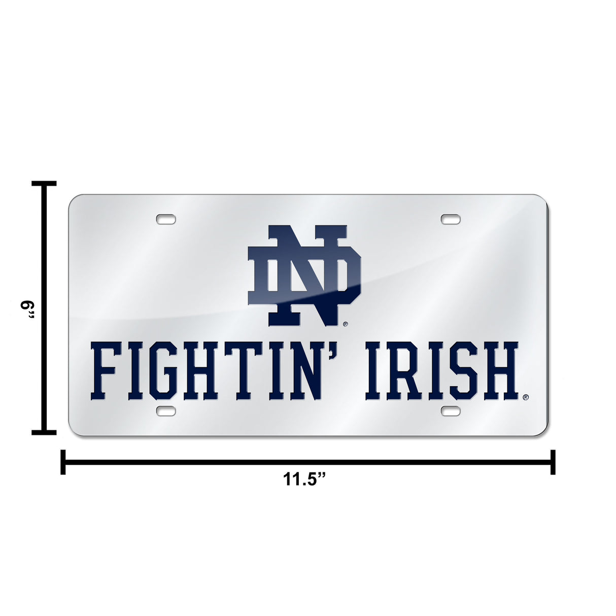 NCAA Notre Dame Fighting Irish - ND Silver Laser Cut Automobile Tag Fan Gear NCAA Notre Dame Fighting Irish