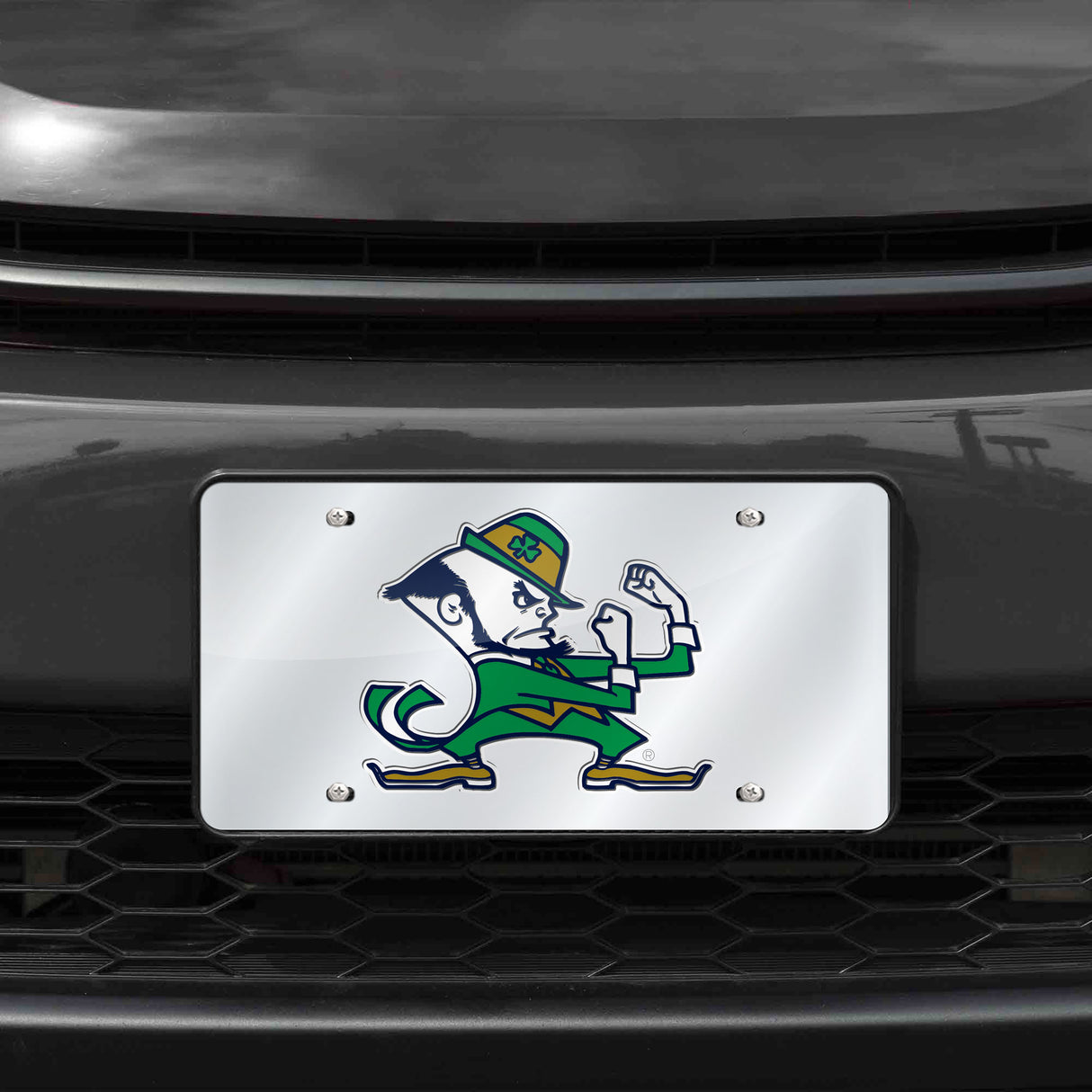 NCAA Notre Dame Fighting Irish - ND Silver Laser Cut Automobile Tag Fan Gear NCAA Notre Dame Fighting Irish
